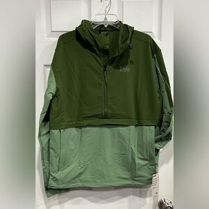 REI Men’s Size Medium Trailmade Soft-Shell Anorak Jacket Stretch Nylon Green NWT
